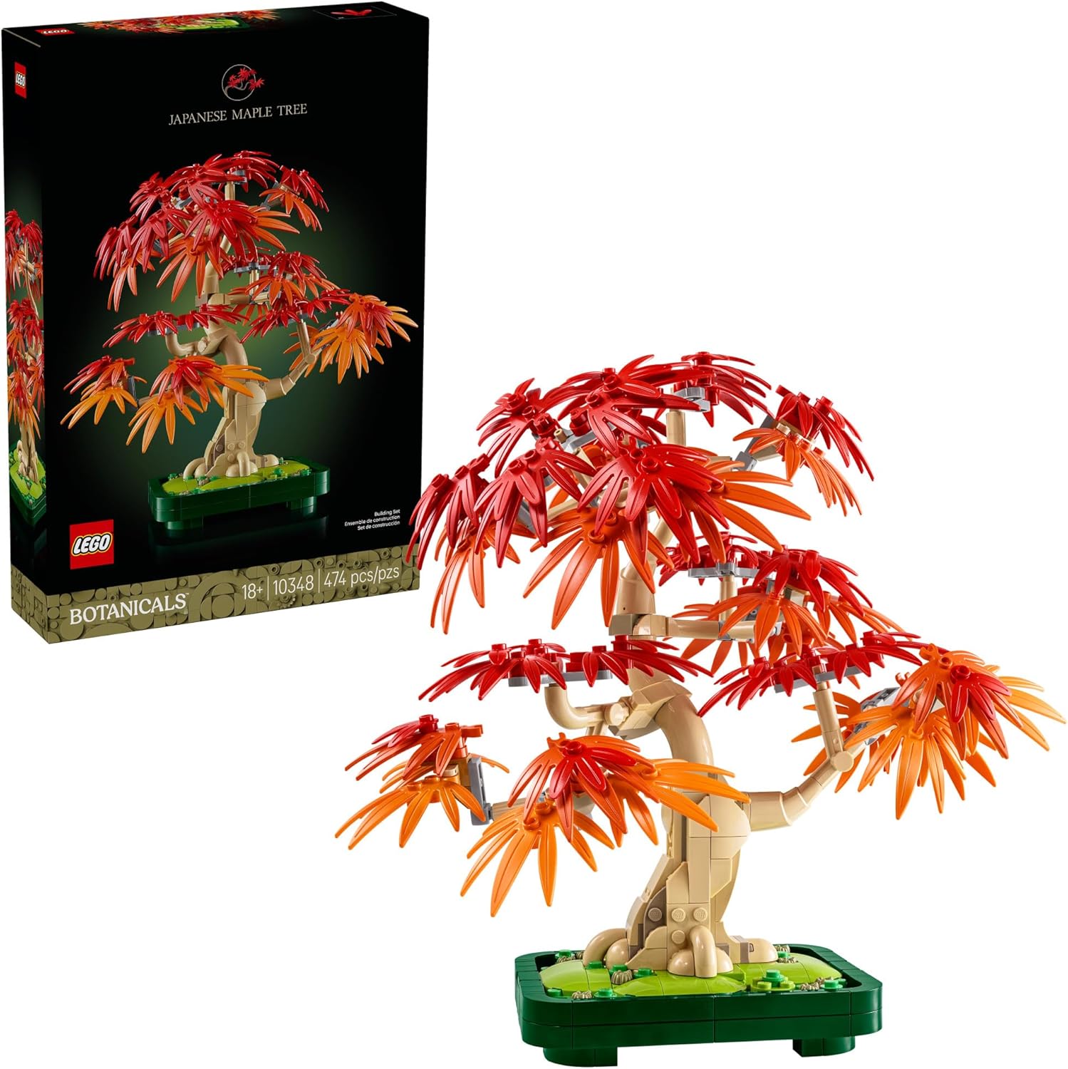 LEGO Botanicals Japanese Red Maple Bonsai Tree Building Kit for Adults 18+ - Unique Home Decor DIY for Room or Office - Housewarming Gift Idea for New Home - Plant Decor for Desk or Bookshelf- 10348