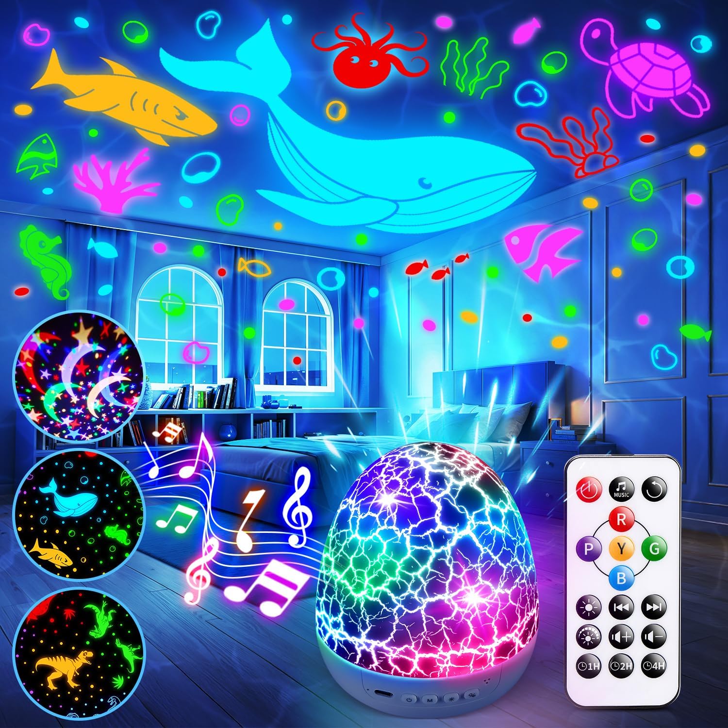 Sensory Lights Kids Sound Machine Night Light Projector Sensory Toys for Kids with Autism Toys for Boys 3-10 Boys Toys | 15 White Noise 3D Films 31Colors Night Light for Kids, Baby Gifts for Boy
