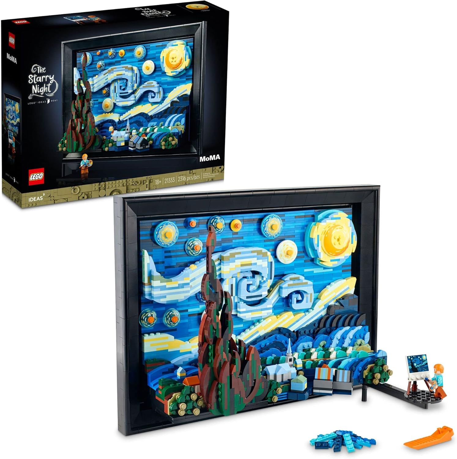 LEGO Ideas Vincent Van Gogh The Starry Night - Building Set for Adults, Ages 18+ - Beautifully Detailed Home Wall Art Decor - Gift for Men &amp; Women - 21333
