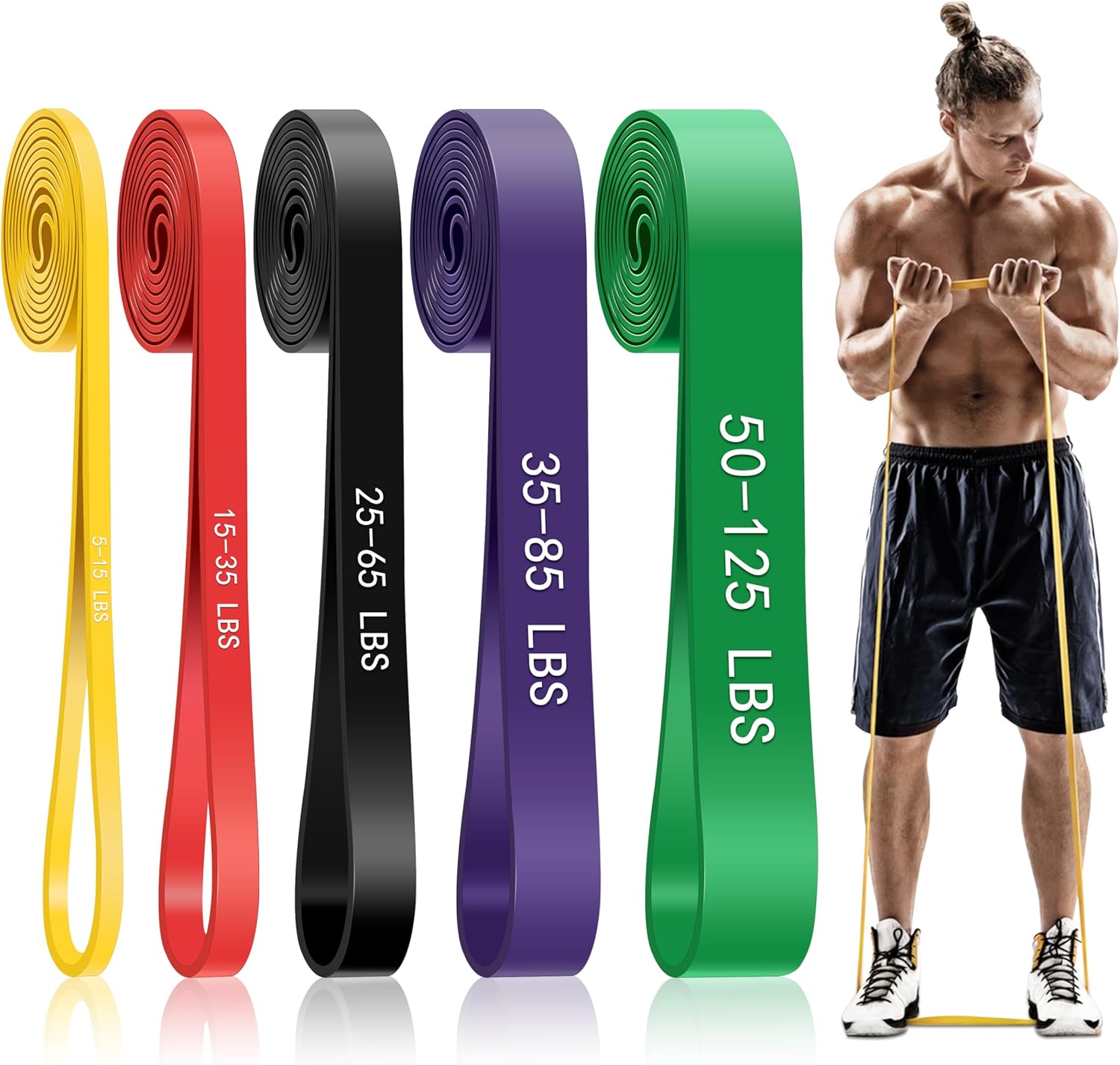 Pull Up Assistance Bands, 5-Level Resistance Bands for Working Out, Pull Up Bands for Men &amp; Women, Exercise Bands for Full-Body Training, Fitness, Physical Therapy, Stretch Workout Bands at Home, 