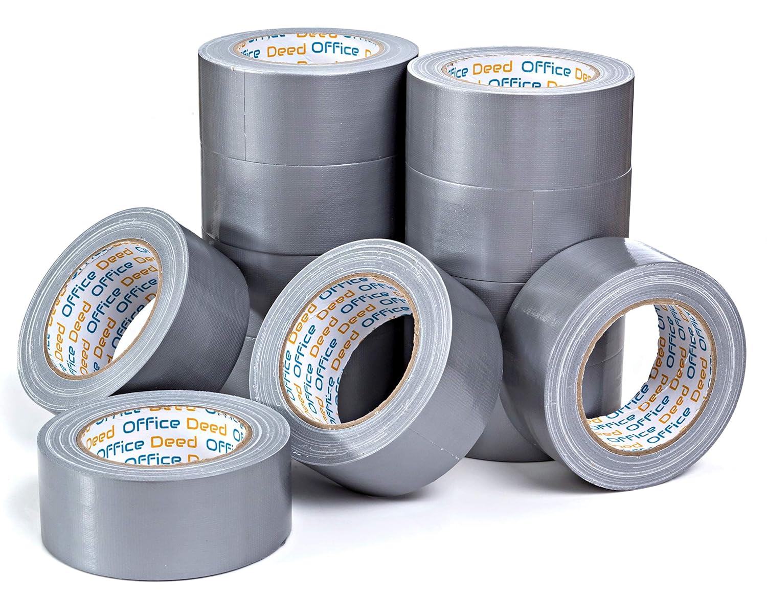 Office Deed Duct Tape Heavy Duty Waterproof, 30 Yards x 2 Inch, 12-Roll Pack, All-Weather Grey Duct Tape Bulk, Strong, No Residue, Industrial and Professional Use